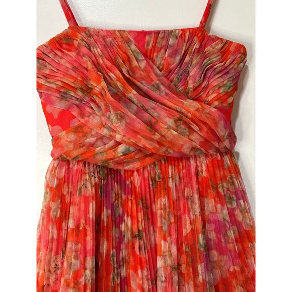 Hutch Women's Quinn Pleated Midi Cocktail Dress Mixed Pink Bouquet Size 2 NWT - Picture 4 of 15